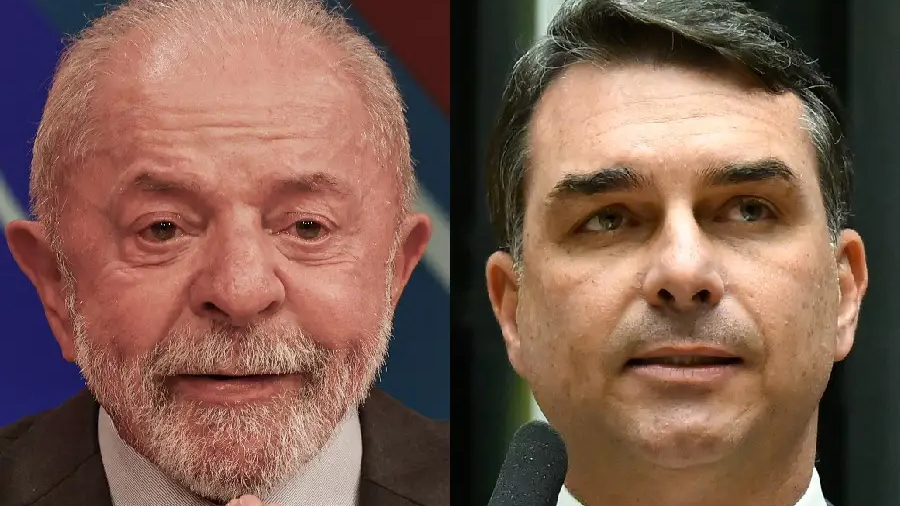 O presidente da República, Luiz Inácio Lula da Silva; e o senador Flávio Bolsonaro (PL-RJ) (Tânia Rego/Agência Brasil/Andressa Anholete/Agência Senado/Divulgação)